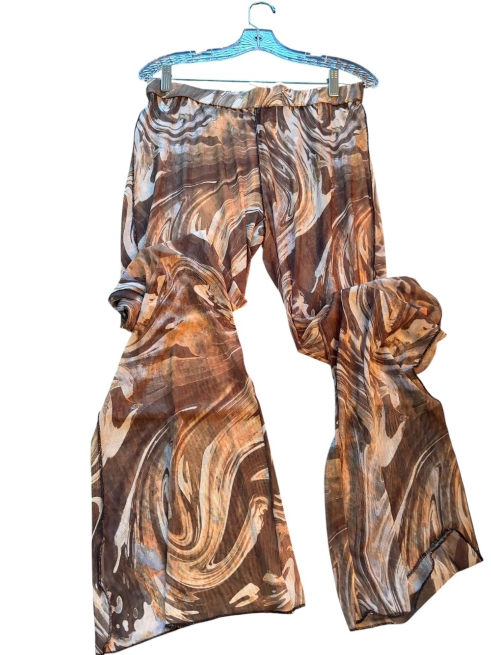 Zara brand Mesh Flared Pants in Marble Swirl - Size Large